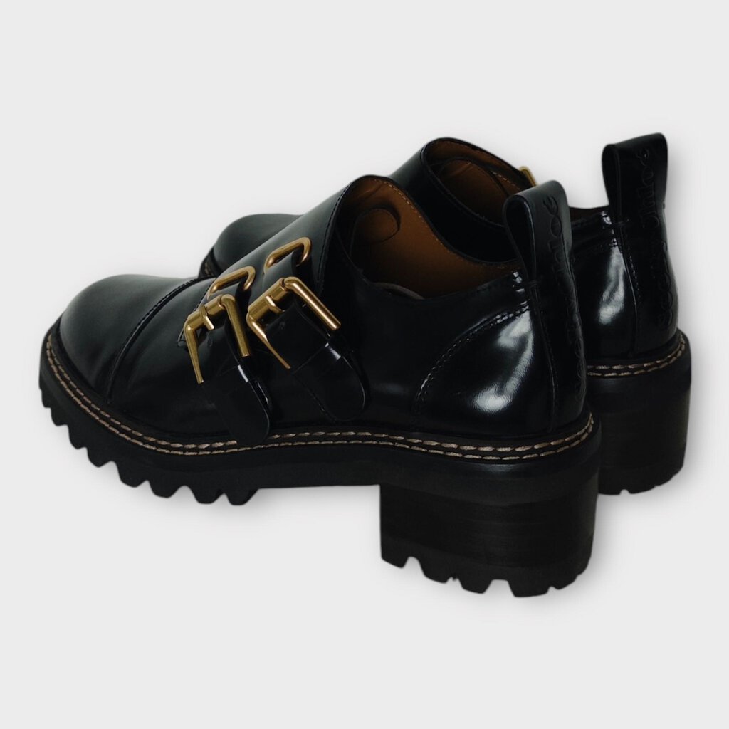 Black Patent Platform Loafer w Buckles