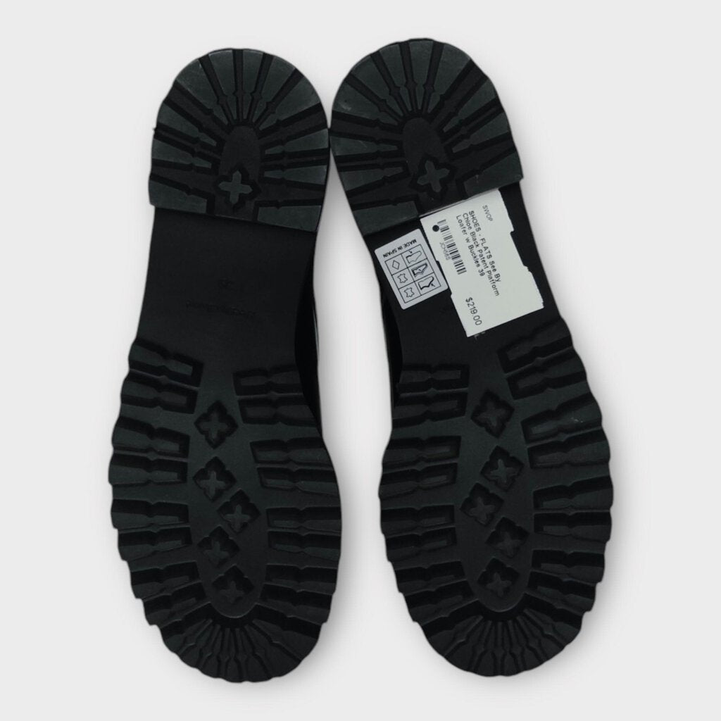Black Patent Platform Loafer w Buckles