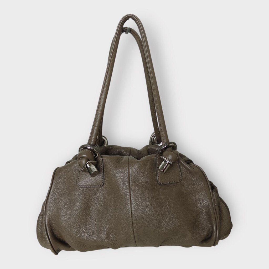 Brown Leather & Silver Shoulder Bag