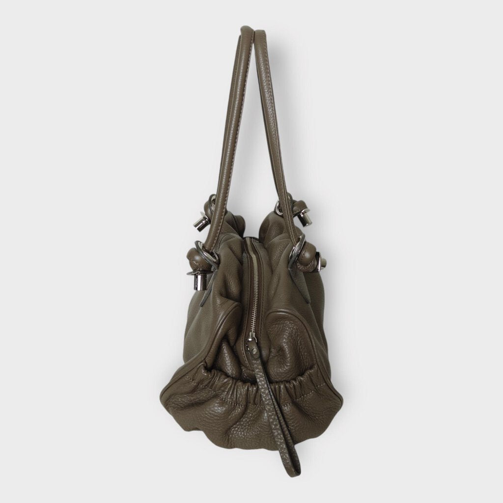 Brown Leather & Silver Shoulder Bag