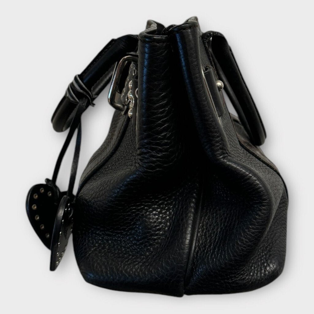 Black Leather Studded Belt Handbag