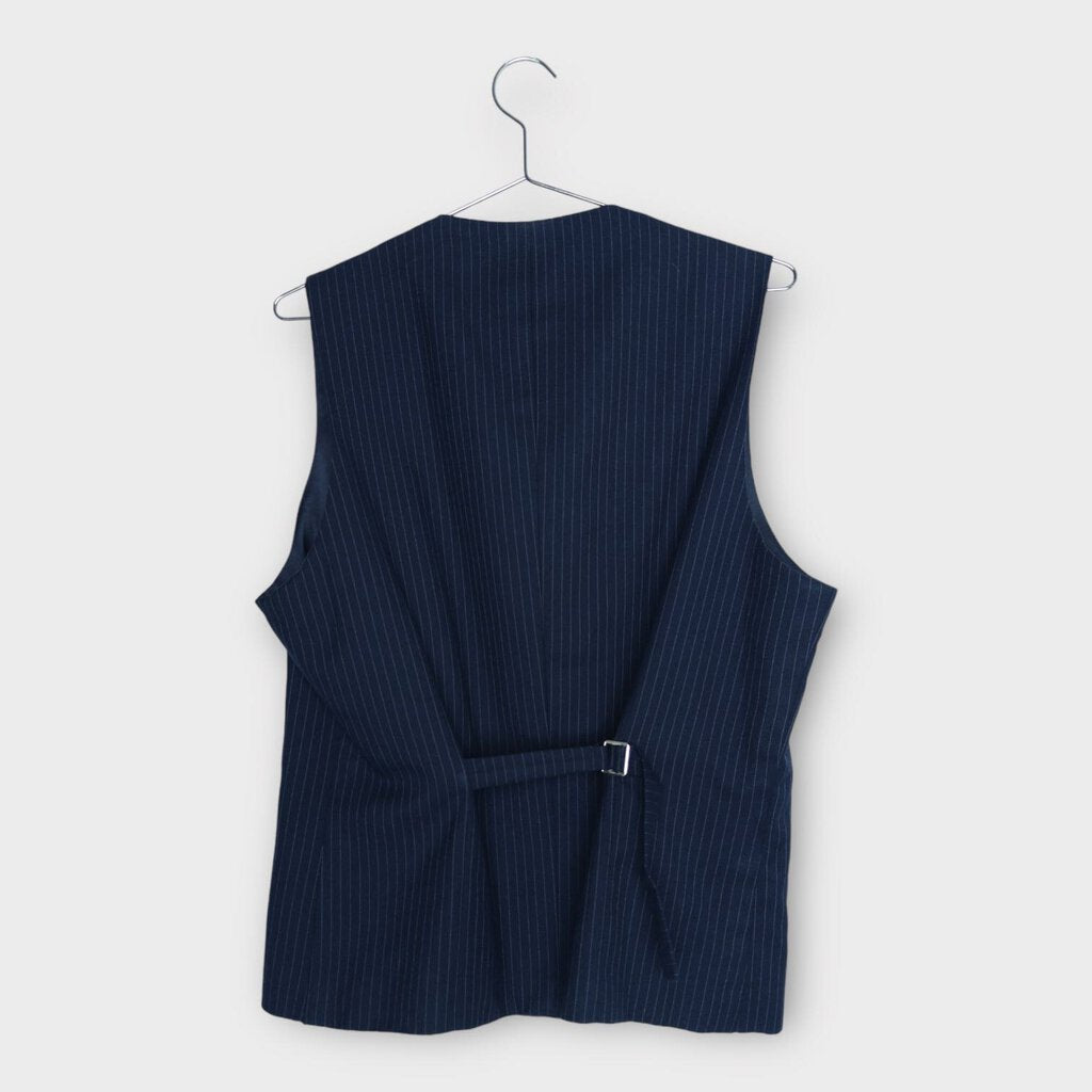 Navy Pinstripe Trousers & Button Up Vest