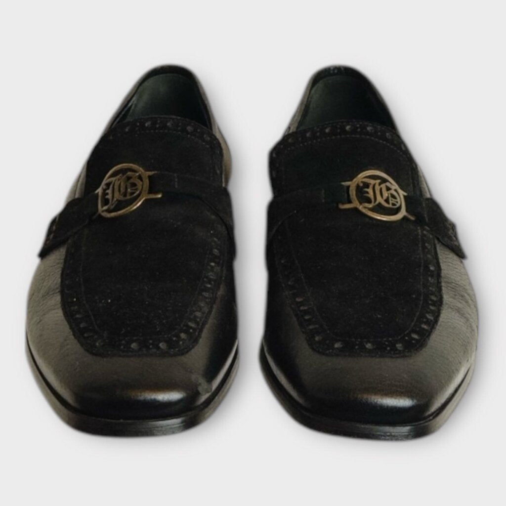 Black Leather & Suede Loafers