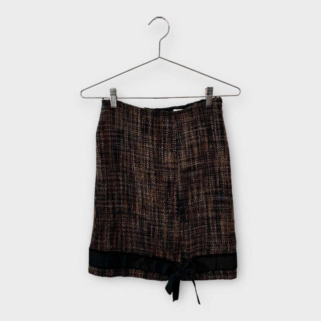 Brown Tweed Midi Skirt