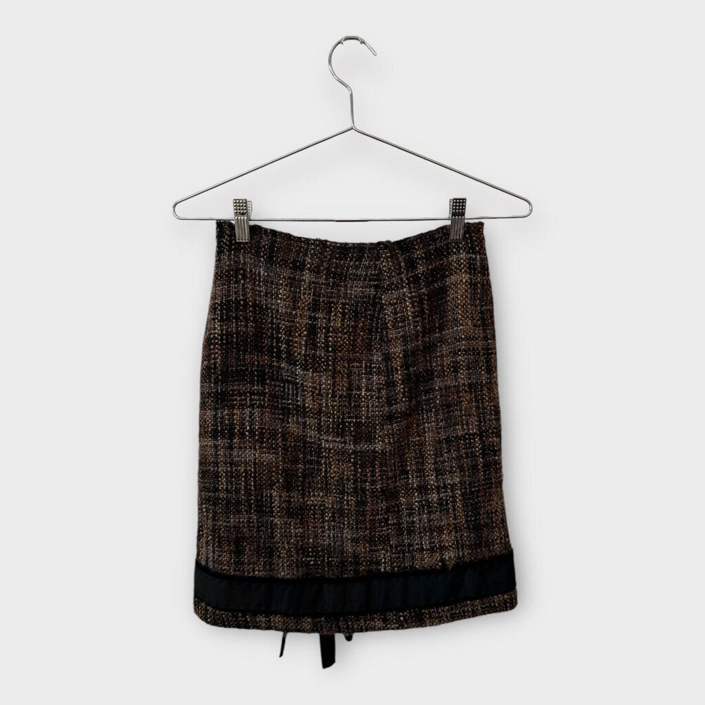 Brown Tweed Midi Skirt