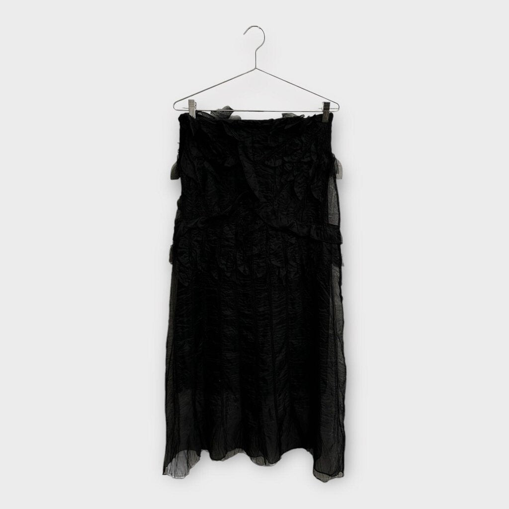Black Crinkle Sheer Overlay Skirt
