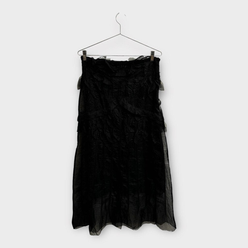 Black Crinkle Sheer Overlay Skirt