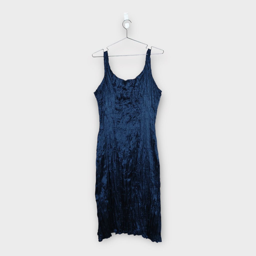 Blue Satin Look Perma-Crinkle Dress