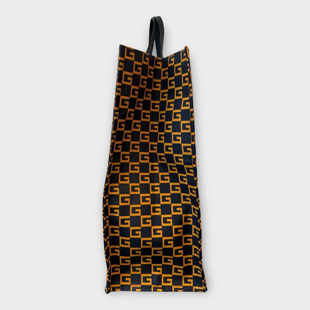 Black & Yellow Coated Canvas Tote