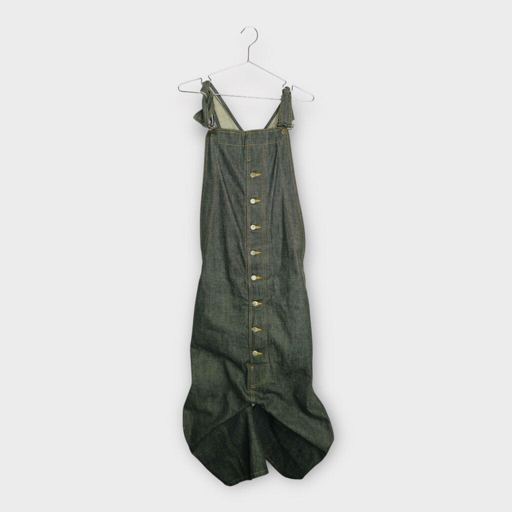 Grey Denim Drop Crotch Overalls