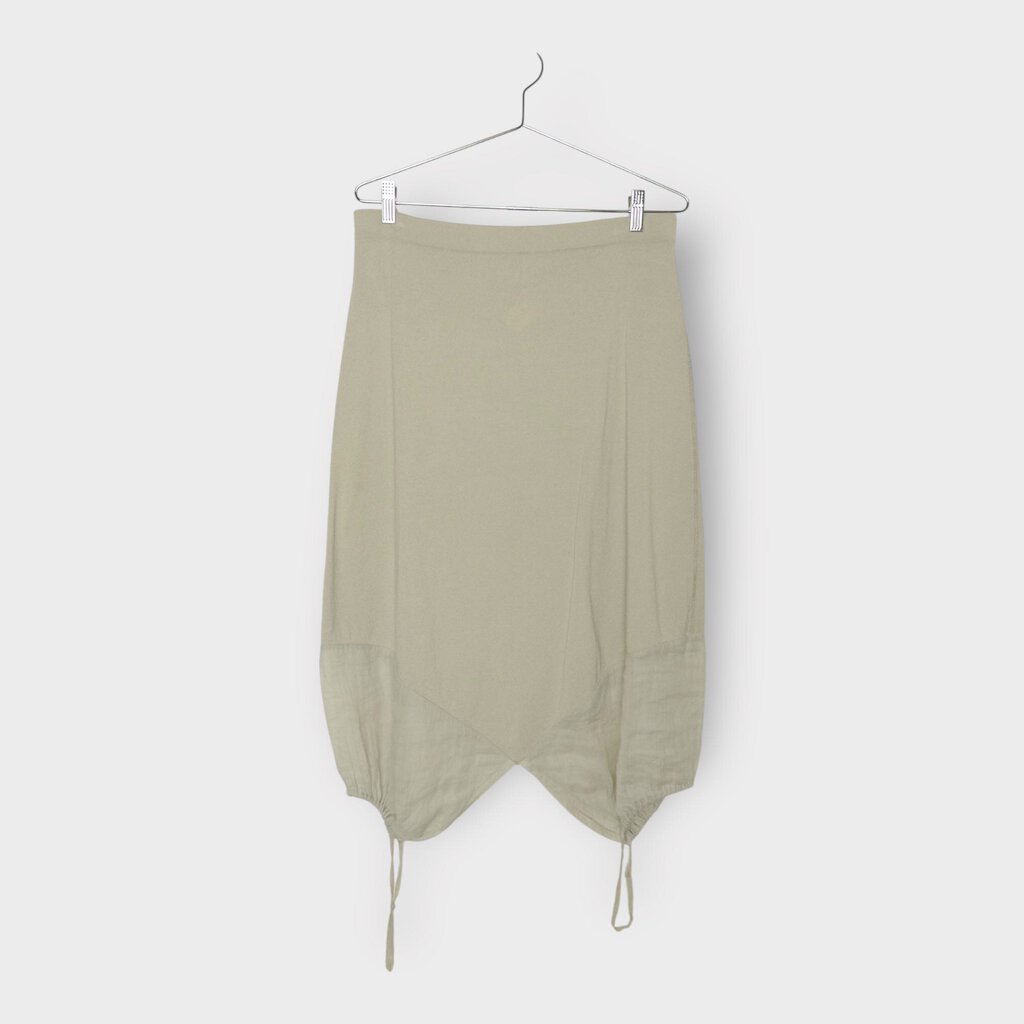 Grey Stretch Ruched Detail Midi Skirt