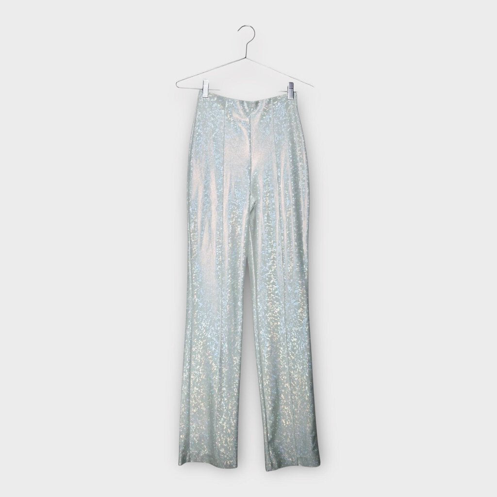 Silver Iridescent Flare Pant