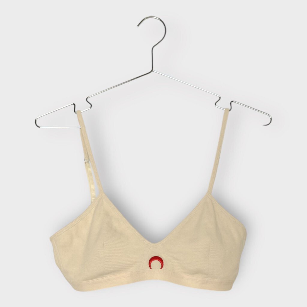 FW22 Cream Ribbed Logo Bra