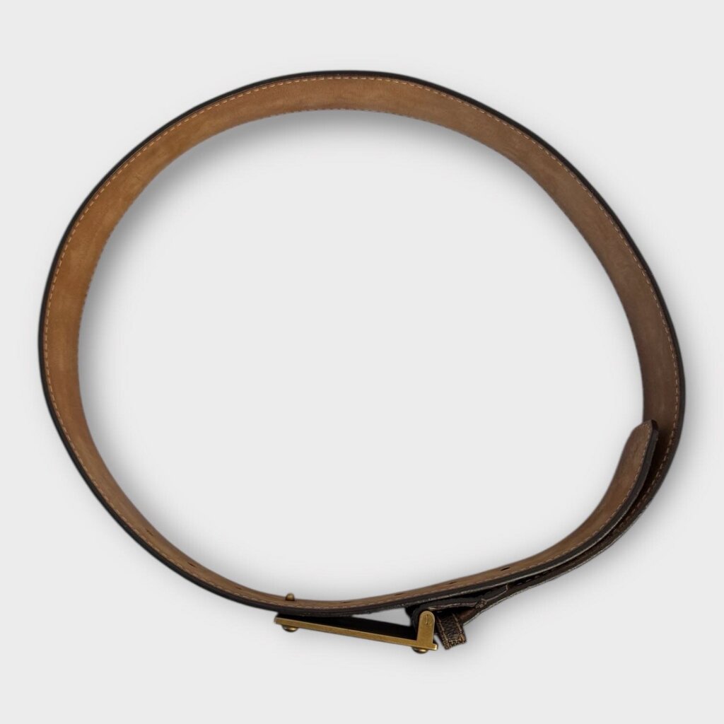 Brown Leather Damier Inventeur Belt