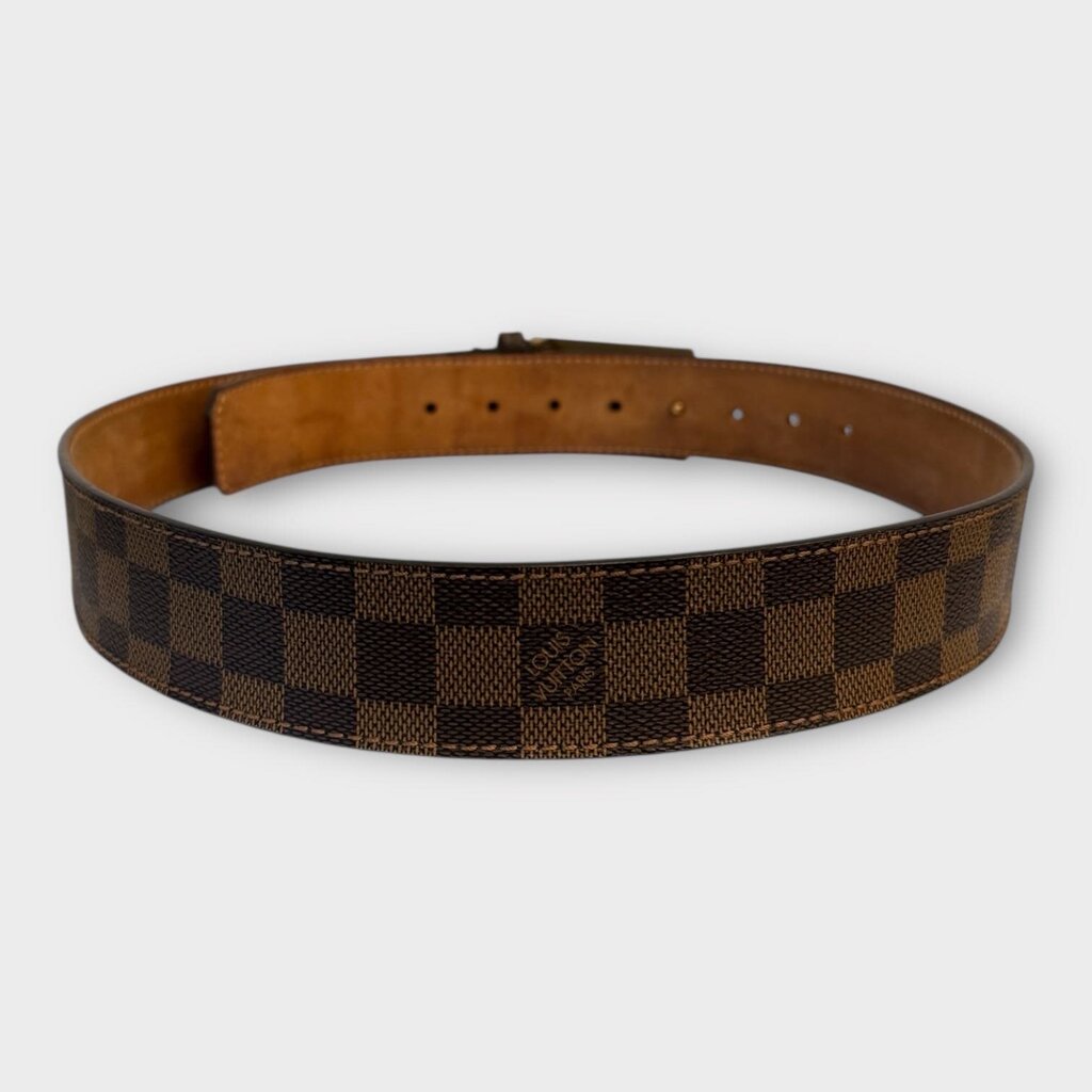 Brown Leather Damier Inventeur Belt