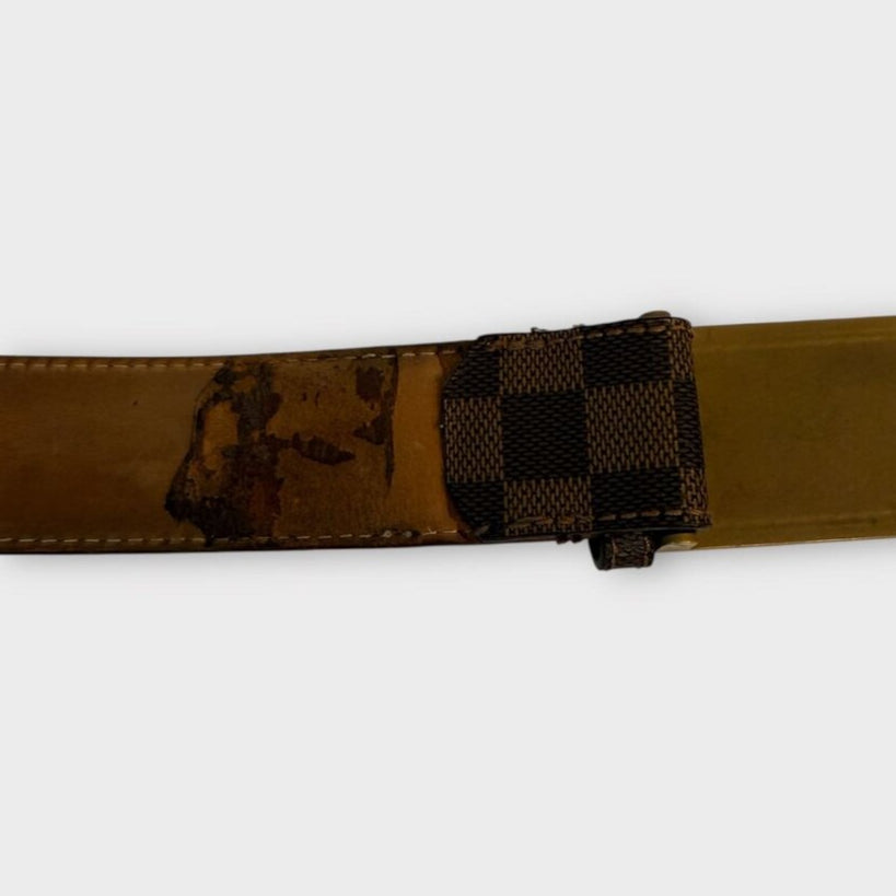 Brown Leather Damier Inventeur Belt
