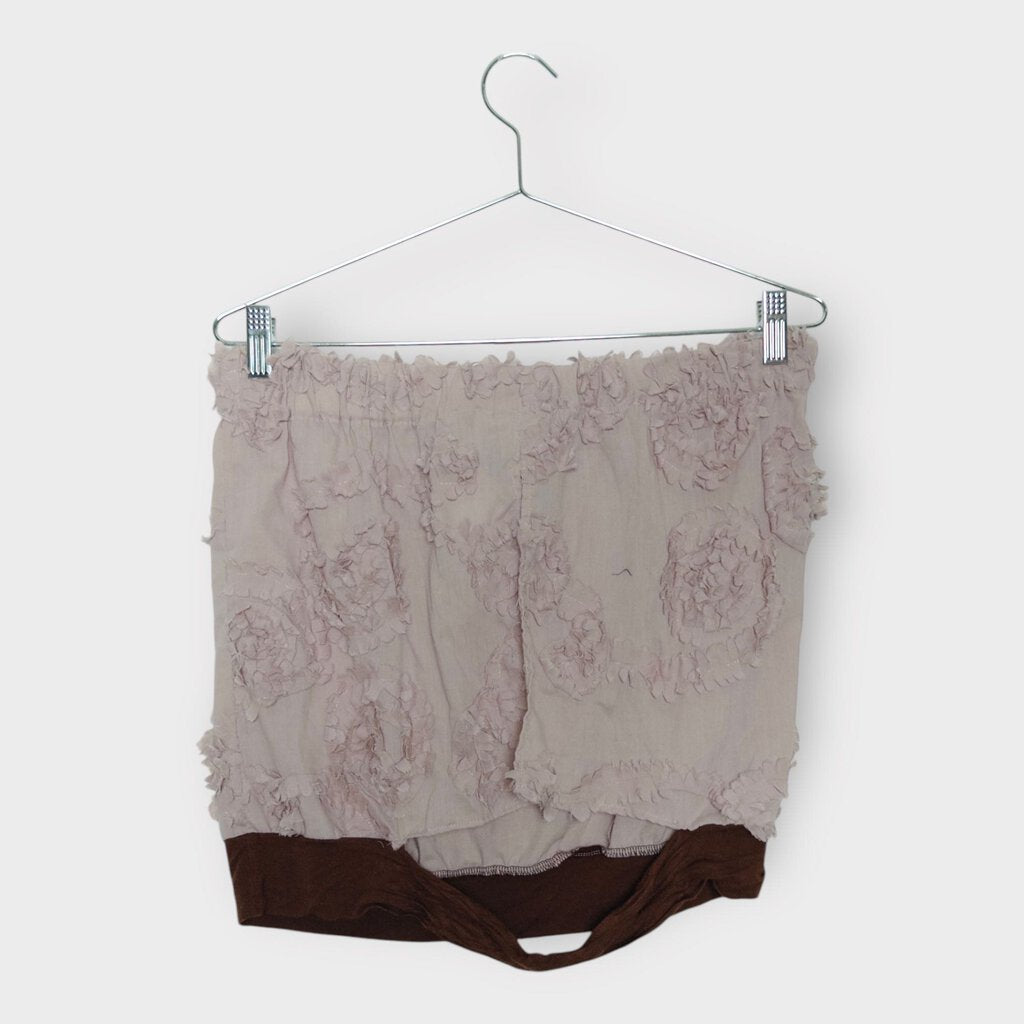 Pink Floral Applique Strapless Top