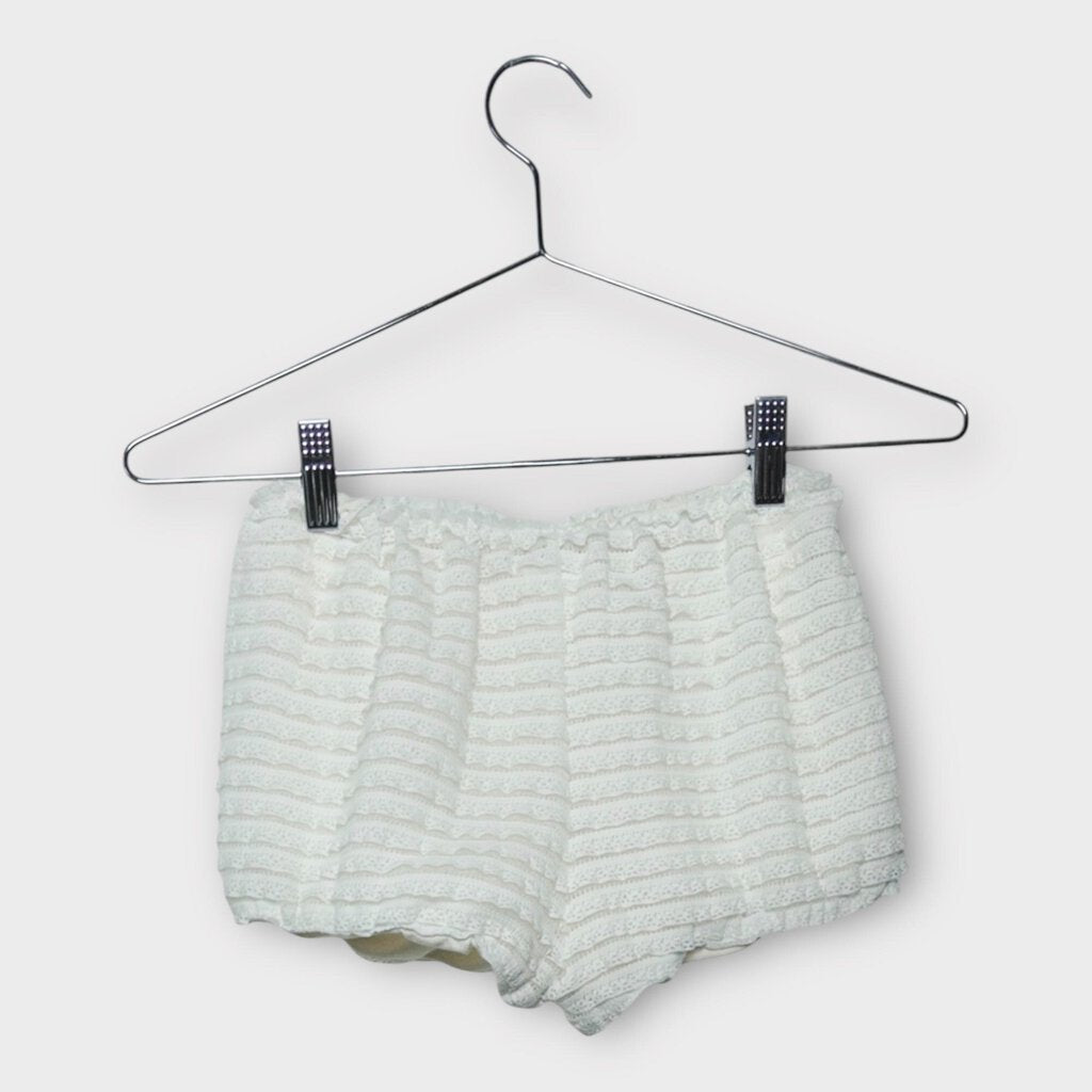 White Lacy Ruffle Micro Shorts