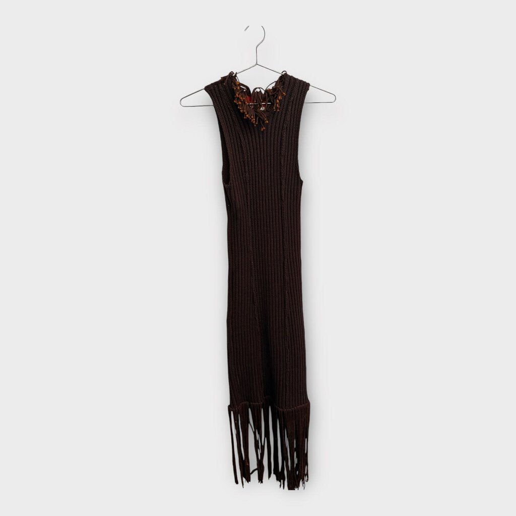 Brown & Orange F/W 2022 Ribbed Sleeveless Tassel Dress