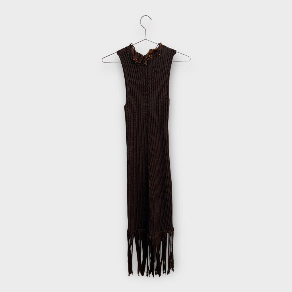 Brown & Orange F/W 2022 Ribbed Sleeveless Tassel Dress