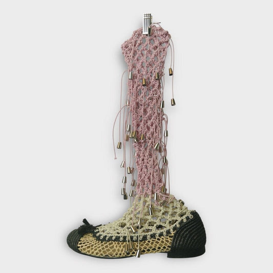 Repurposed Pink Crochet Knee High Shoes