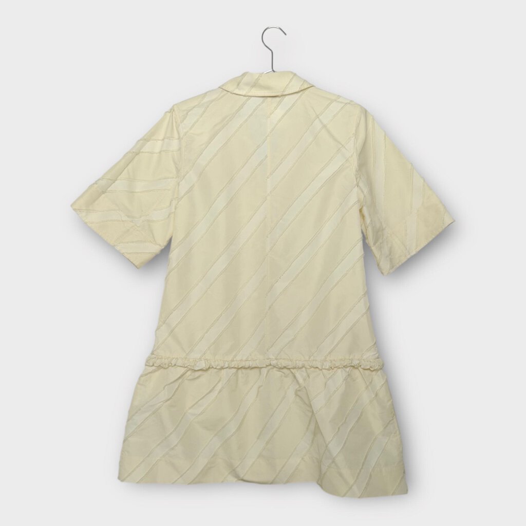 Cream Striped Taffeta Mini Dress