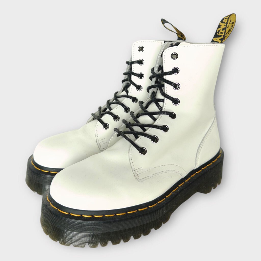 White Platform 8 Lace Boots