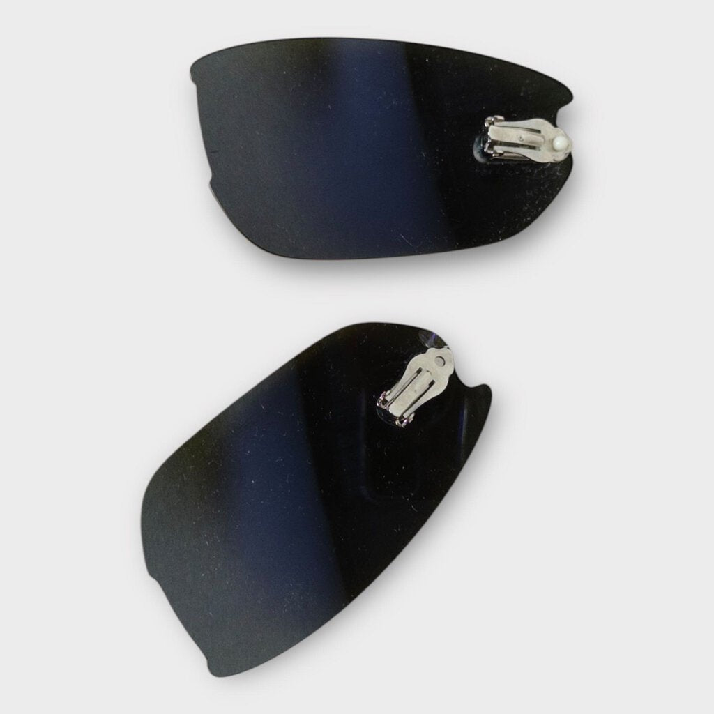 Blue Reflective Lense Clip On Earrings