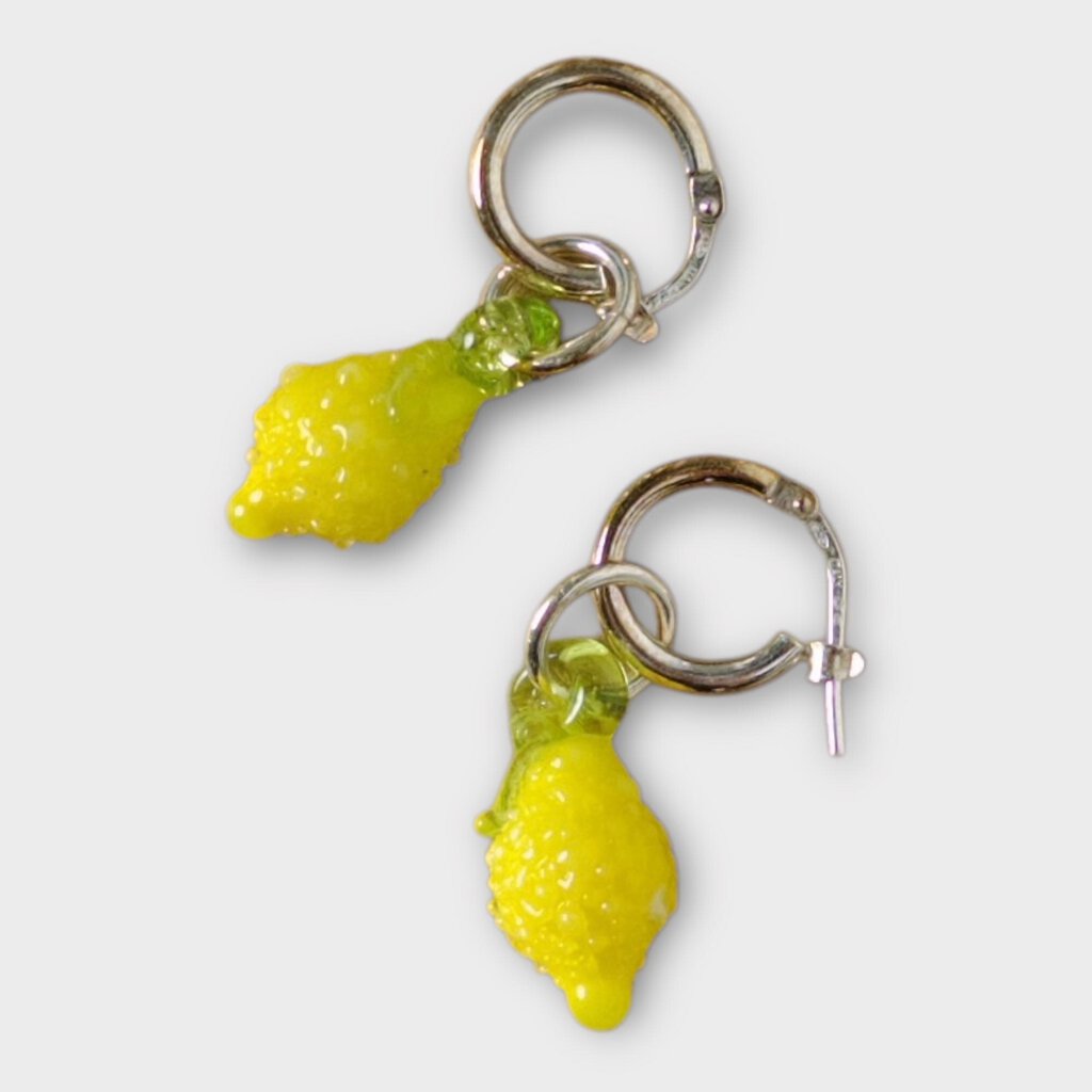 Yellow Glass Lemon Cecile 18k Gold Vermeil Hoops & Dust Bag