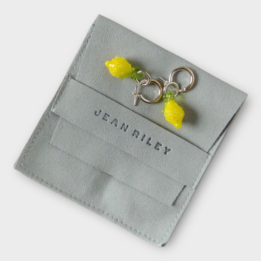 Yellow Glass Lemon Cecile 18k Gold Vermeil Hoops & Dust Bag