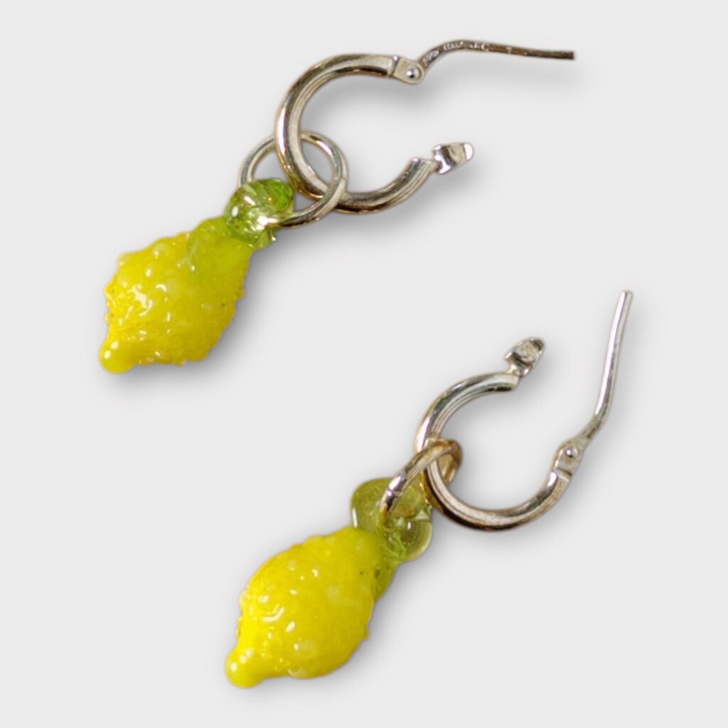 Yellow Glass Lemon Cecile 18k Gold Vermeil Hoops & Dust Bag