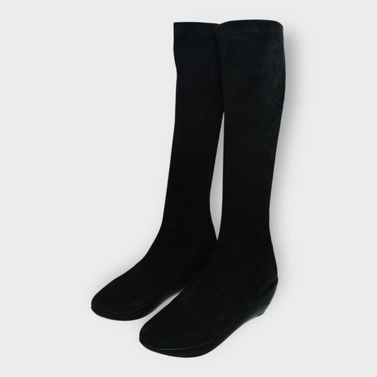 Black Suede Platform Boots w Box