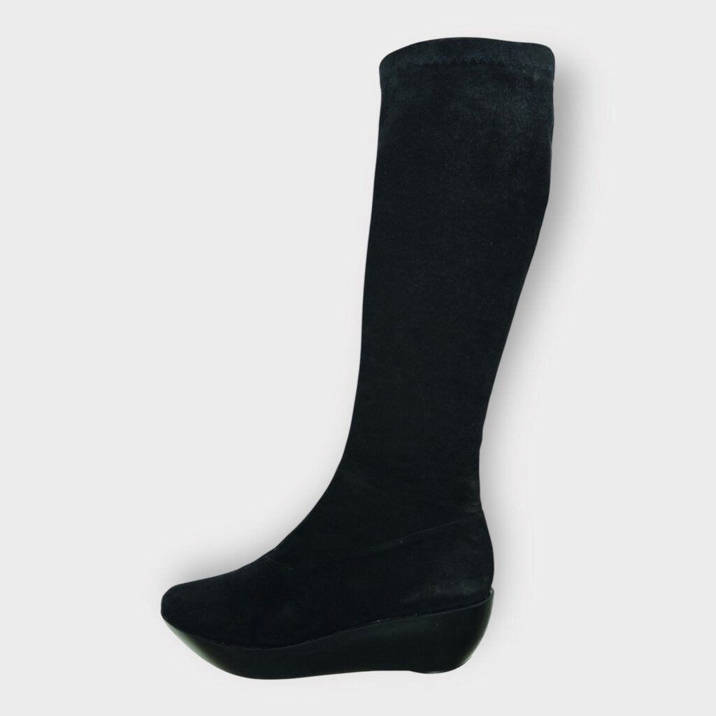 Black Suede Platform Boots w Box