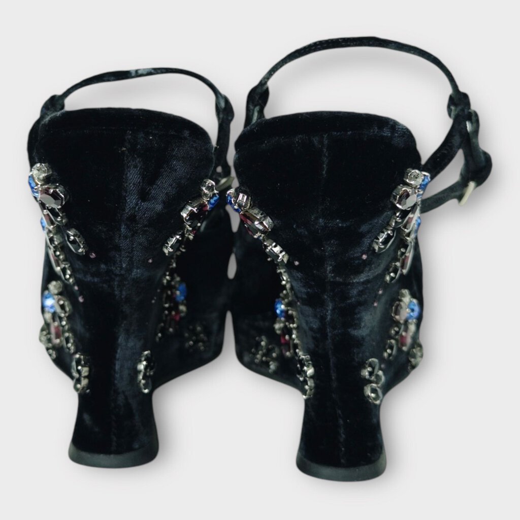 Black Velvet Beaded Heel