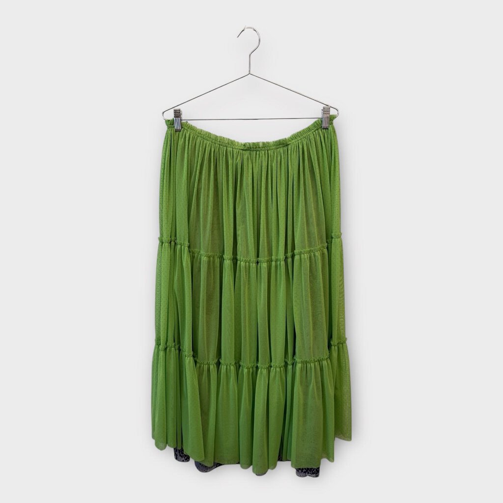 Green Mesh Midi Skirt