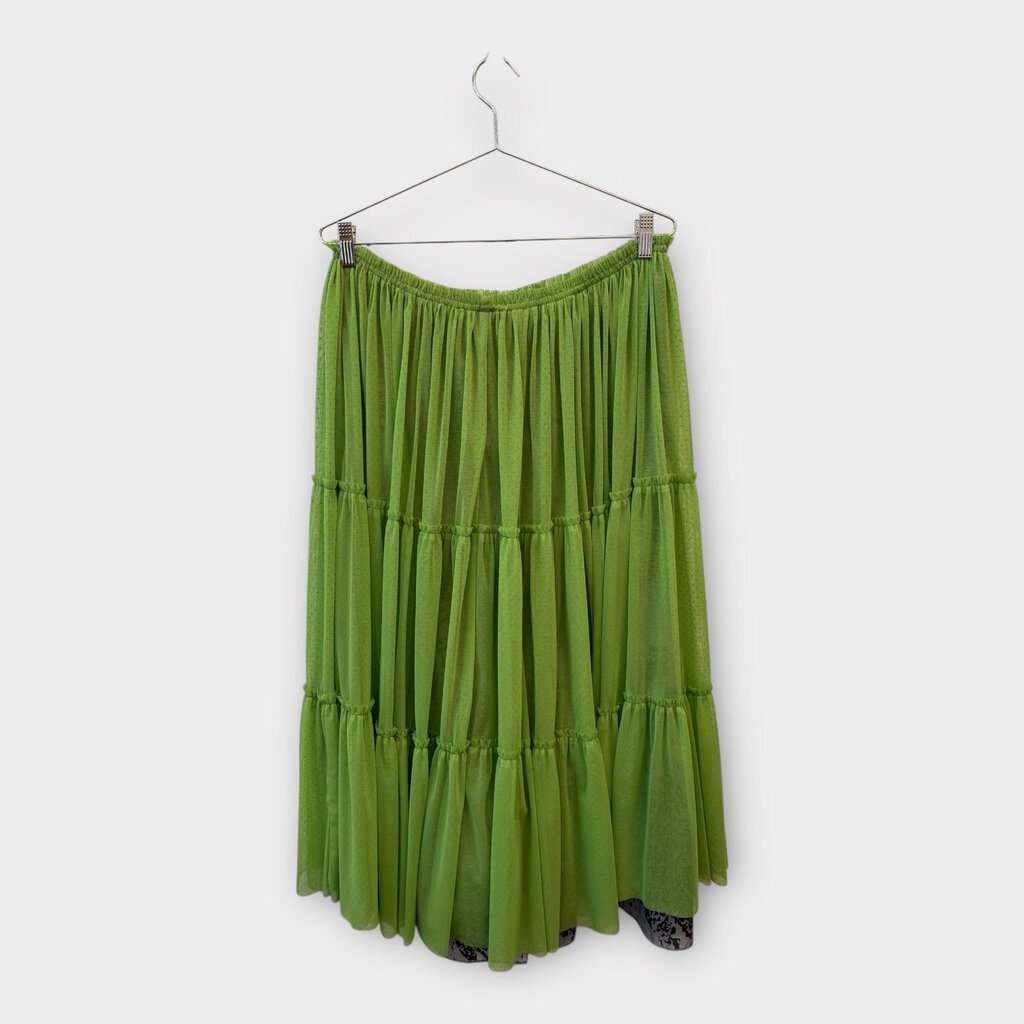 Green Mesh Midi Skirt