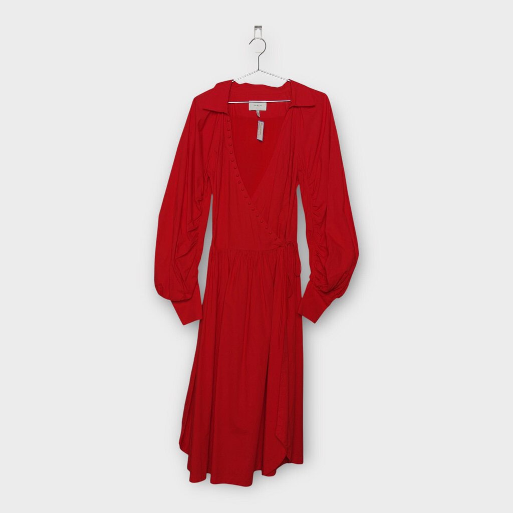 Red Cotton Long Sleeve Maxi Dress
