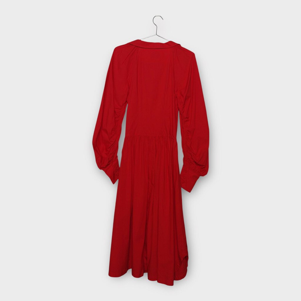Red Cotton Long Sleeve Maxi Dress