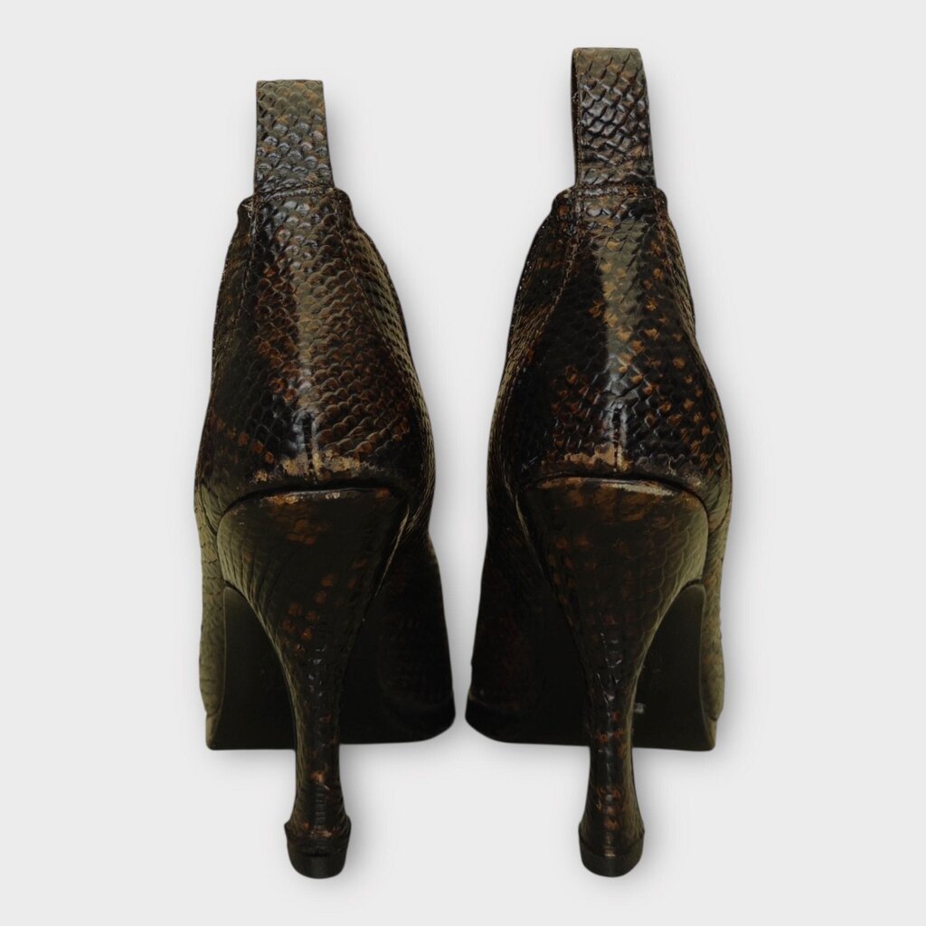 Brown Snake Pointed Heel Boots