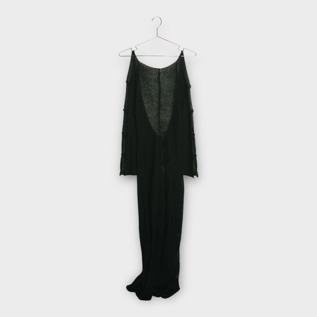 Black Knit Plunge Back Dress