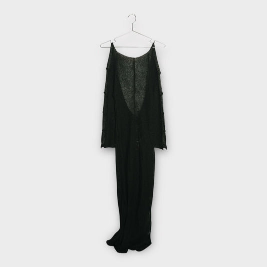 Black Knit Plunge Back Dress