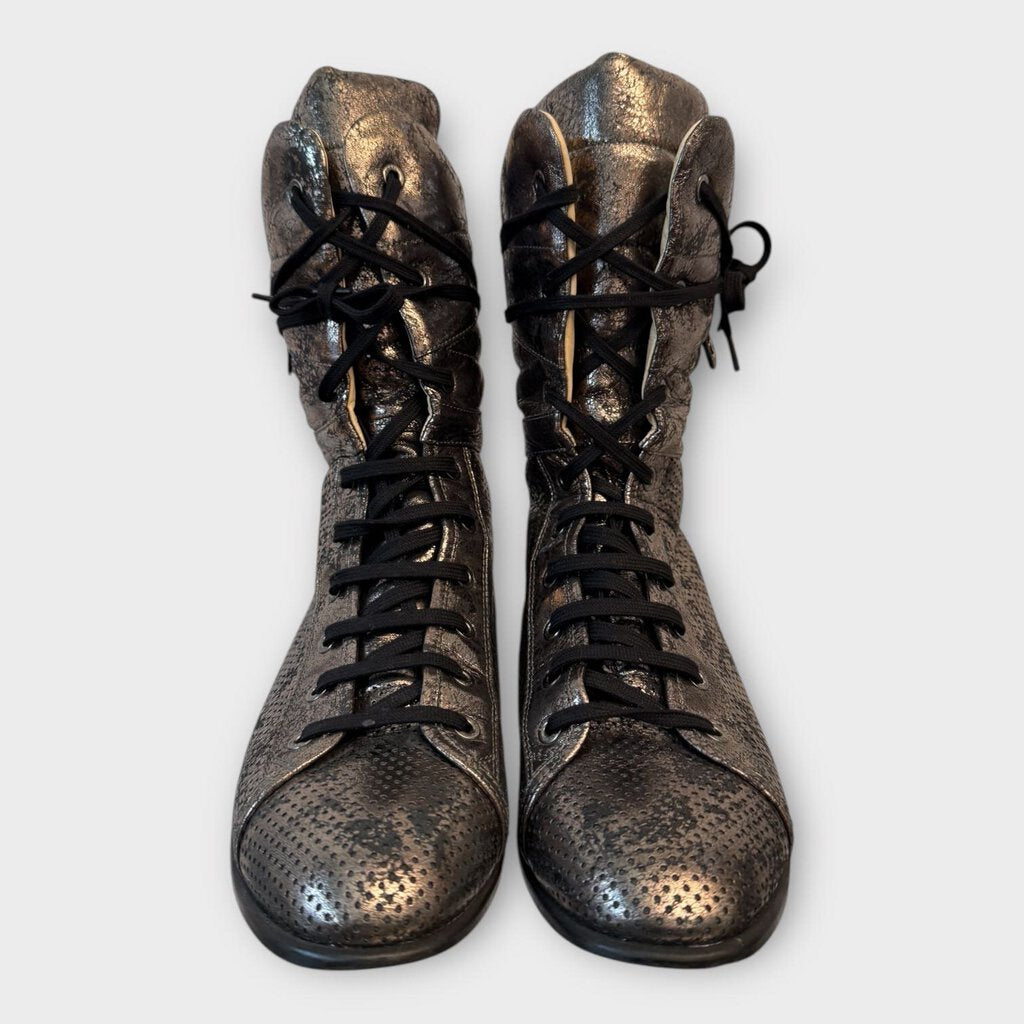Bronze Metallic Perforated Boxer Boots
