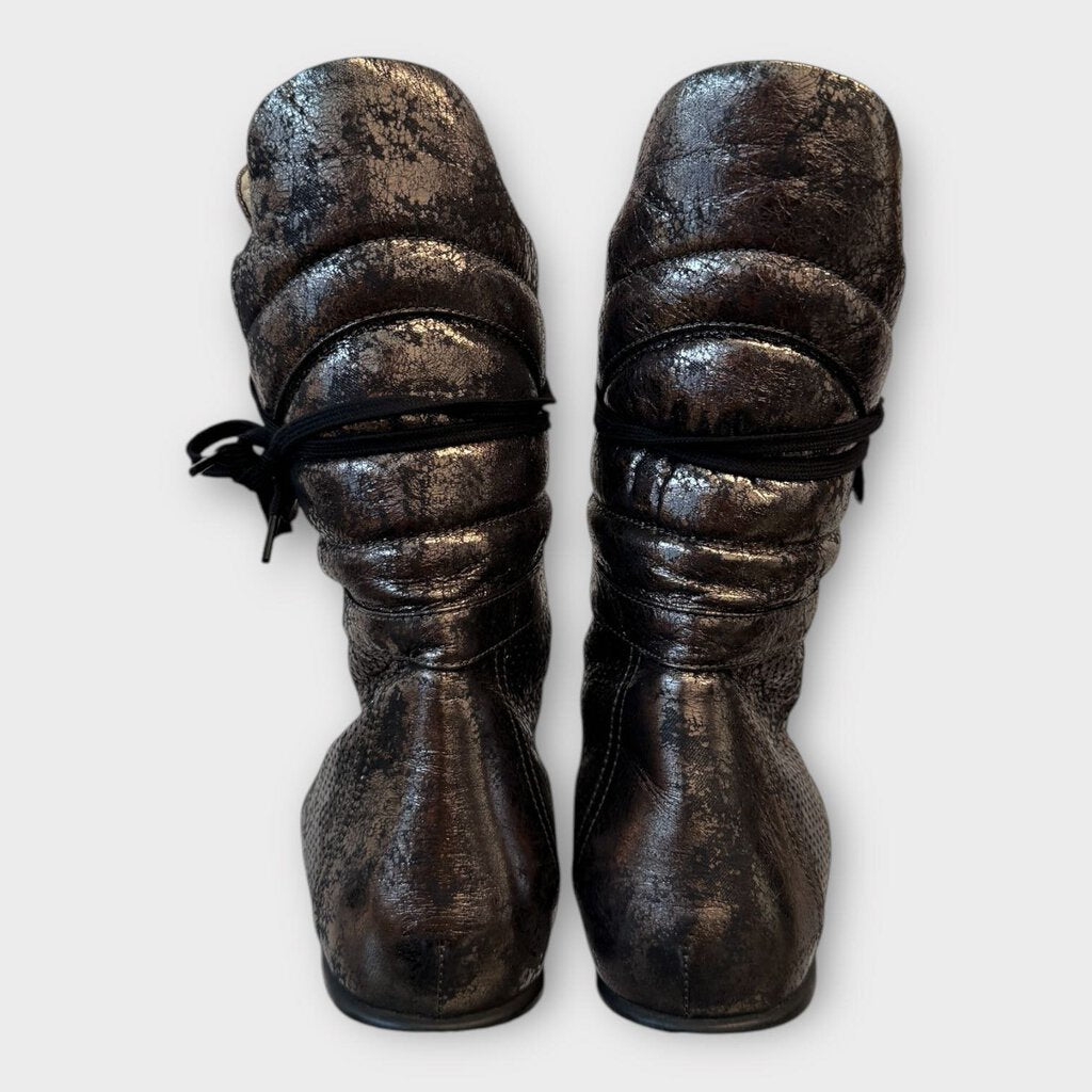 Bronze Metallic Perforated Boxer Boots