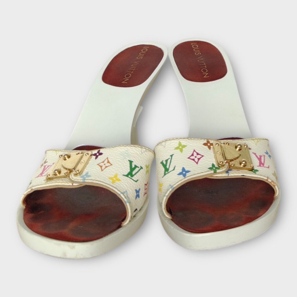 White Murakami Buckle Monogram Heels