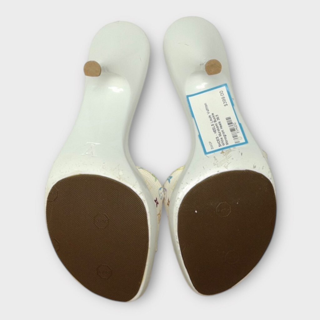 White Murakami Buckle Monogram Heels