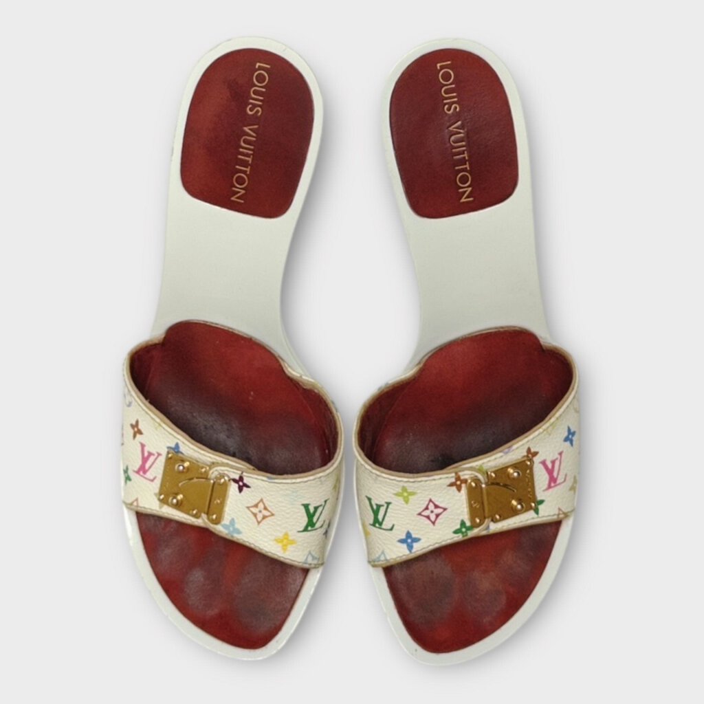 White Murakami Buckle Monogram Heels