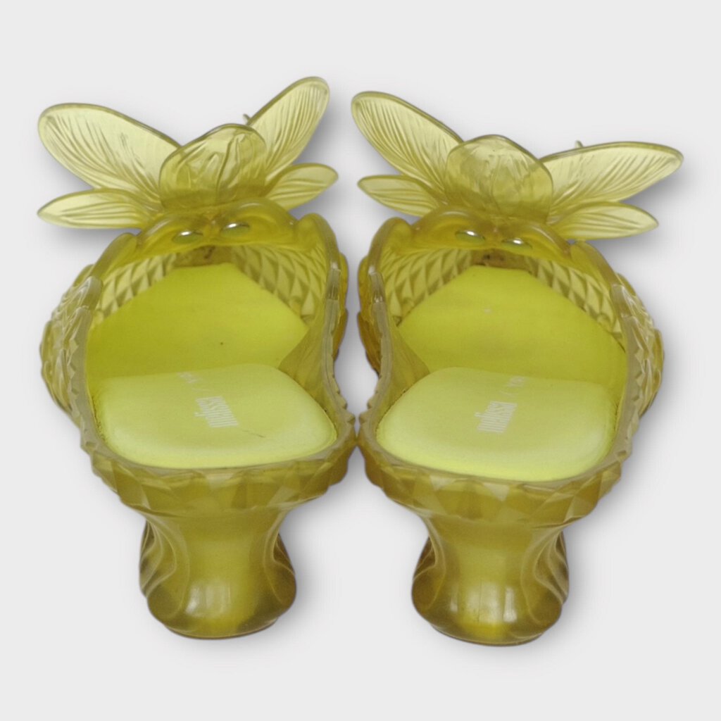 Green Rubber Point Toe Orchid Mules
