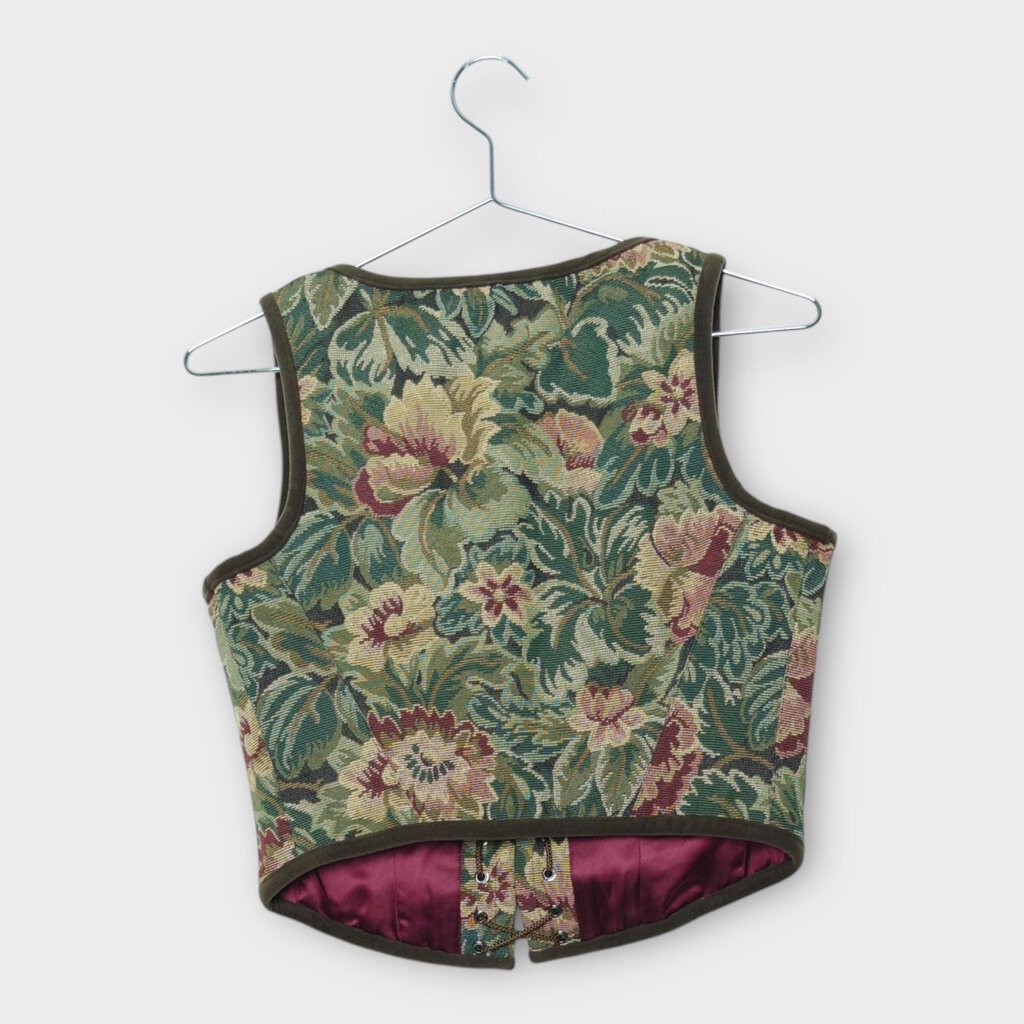 Green Red Floral Tapestry Corset