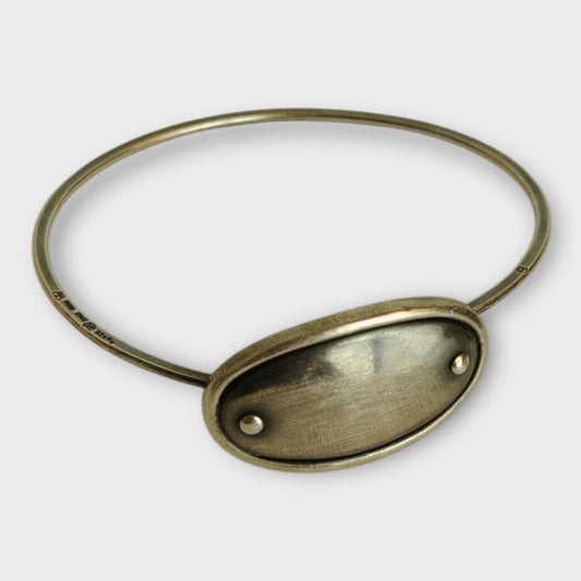 Silver Blackened Polished Oval Station Bracelet
