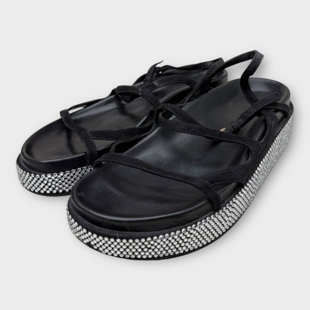Black Diamante Platform Sandals